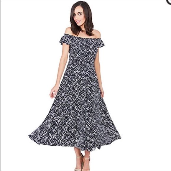 Betsey Johnson Navy & White Polka Dot Fit and Flair Dress size 8 - Picture 1 of 8